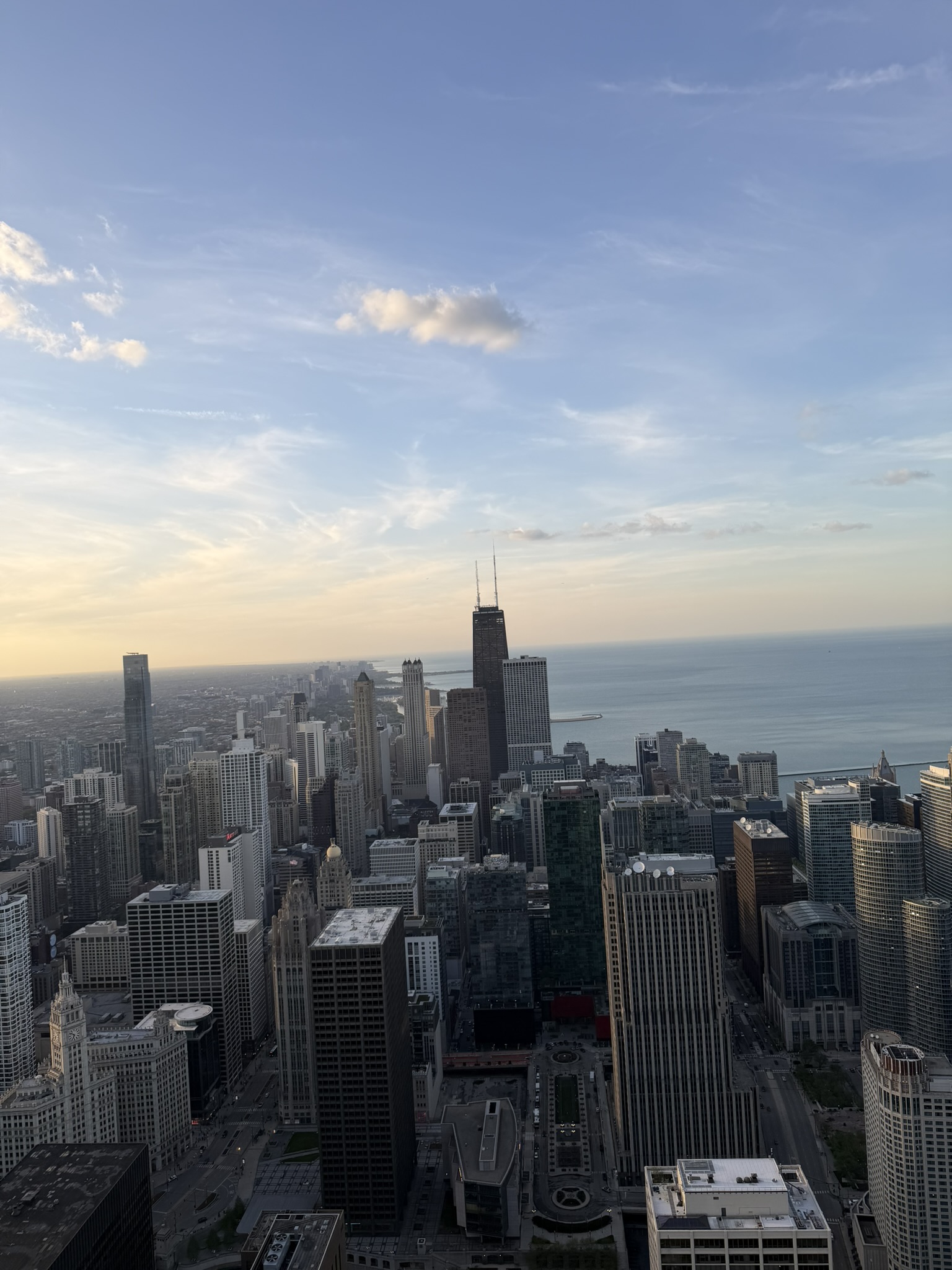 Chicago skyline at evening from the 70th floor